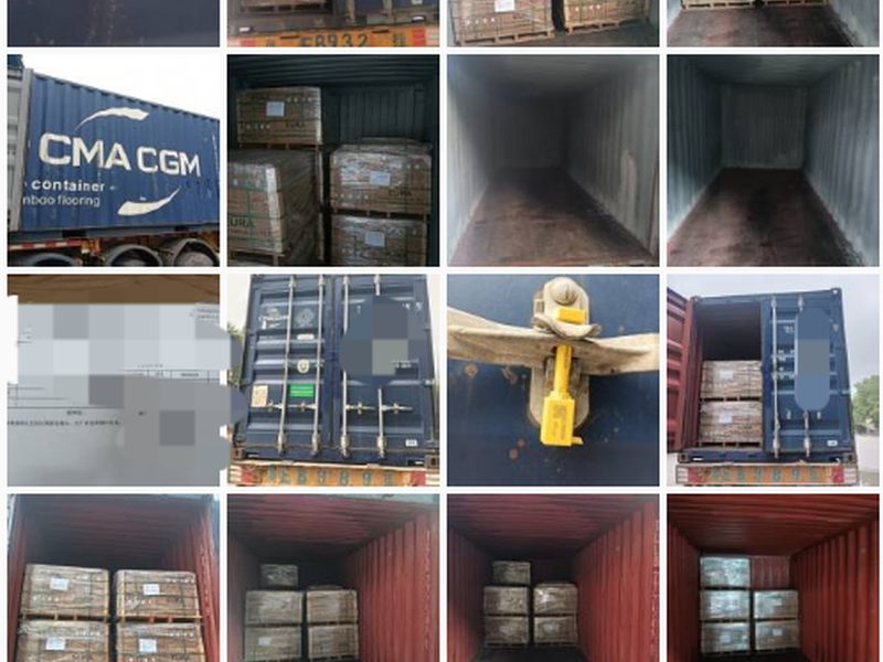 Reinforced pallets of tiles loaded into containers for Singapore shipment
